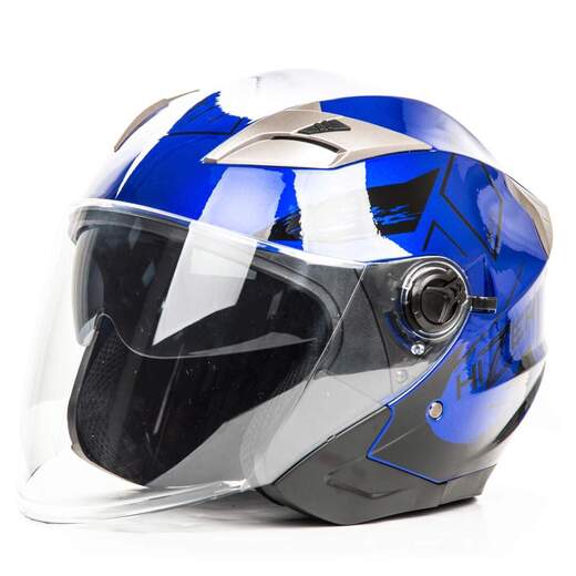 Шлем мото открытый HIZER B208 №3 (M) blue/black (2 визора) pitbikemarket.ru